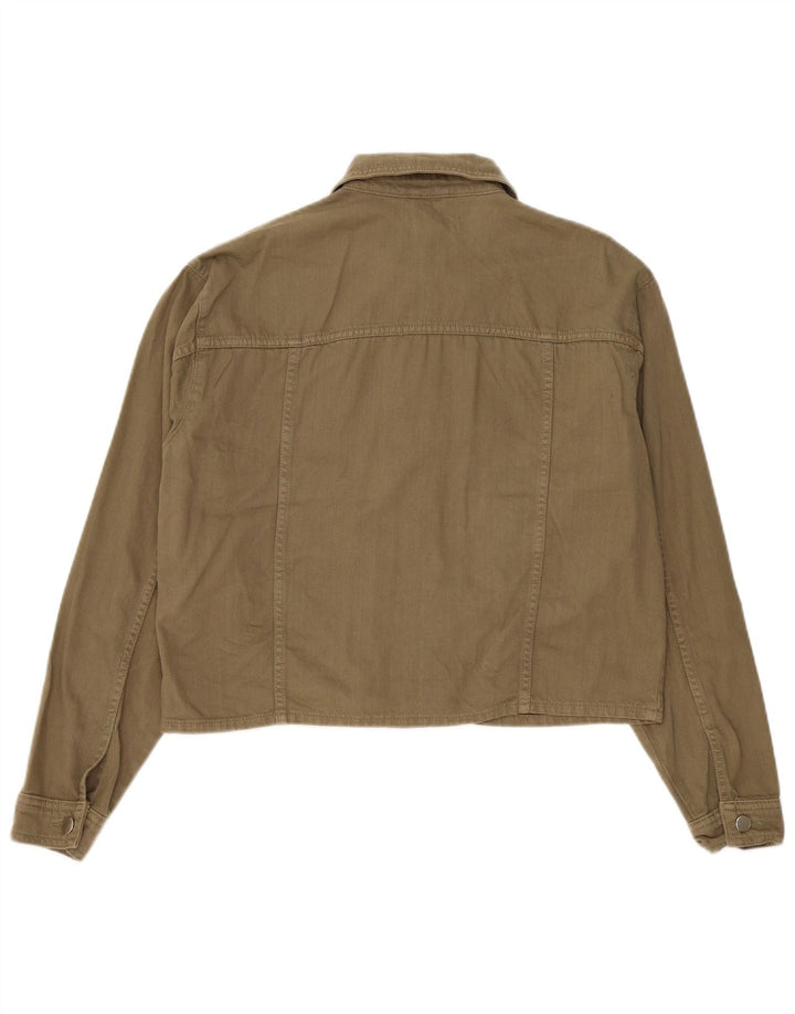 Topshop Kvinder Oversized Bomber Jacket UK 14 Medium Khaki Bomuld