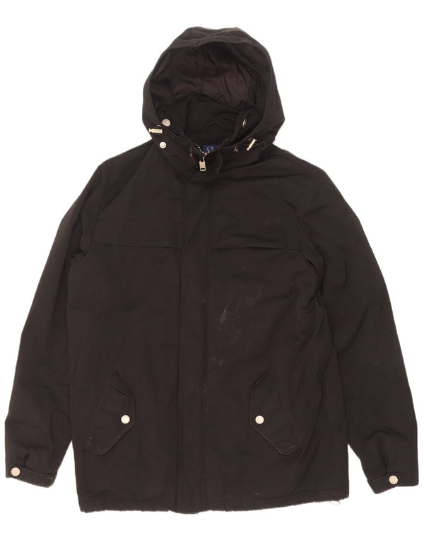 Fred Perry Herre Hooded Windbreaker Jacket UK 38 Medium Black Nylon