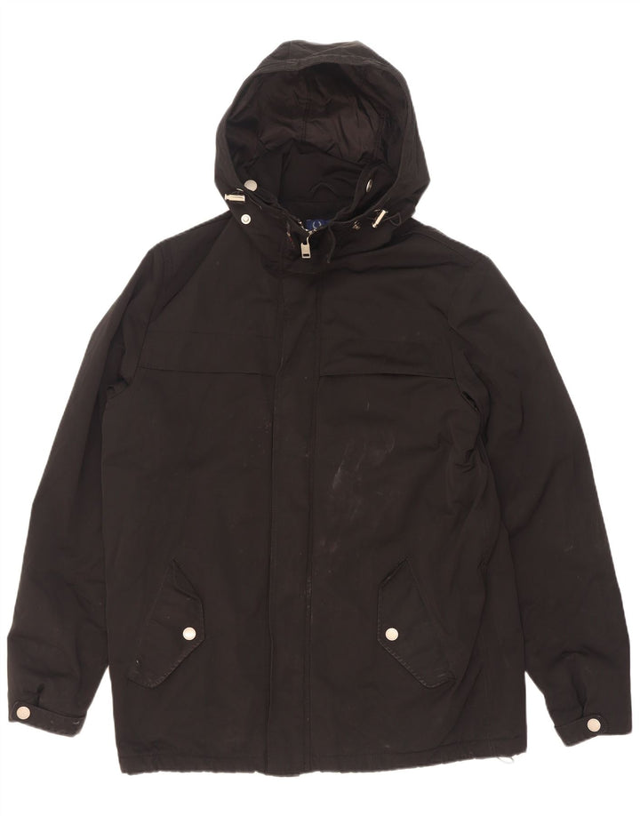 Fred Perry Herre Hooded Windbreaker Jacket UK 38 Medium Black Nylon