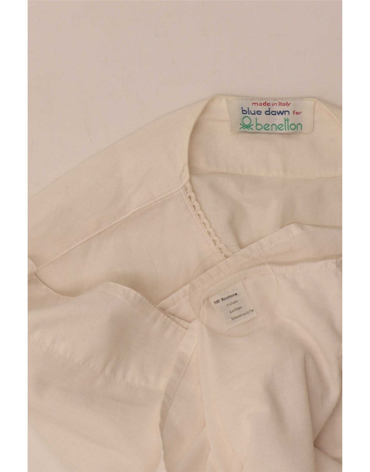 Benetton kortærmet skjortebluse til kvinder UK 14 Medium hvid bomuld