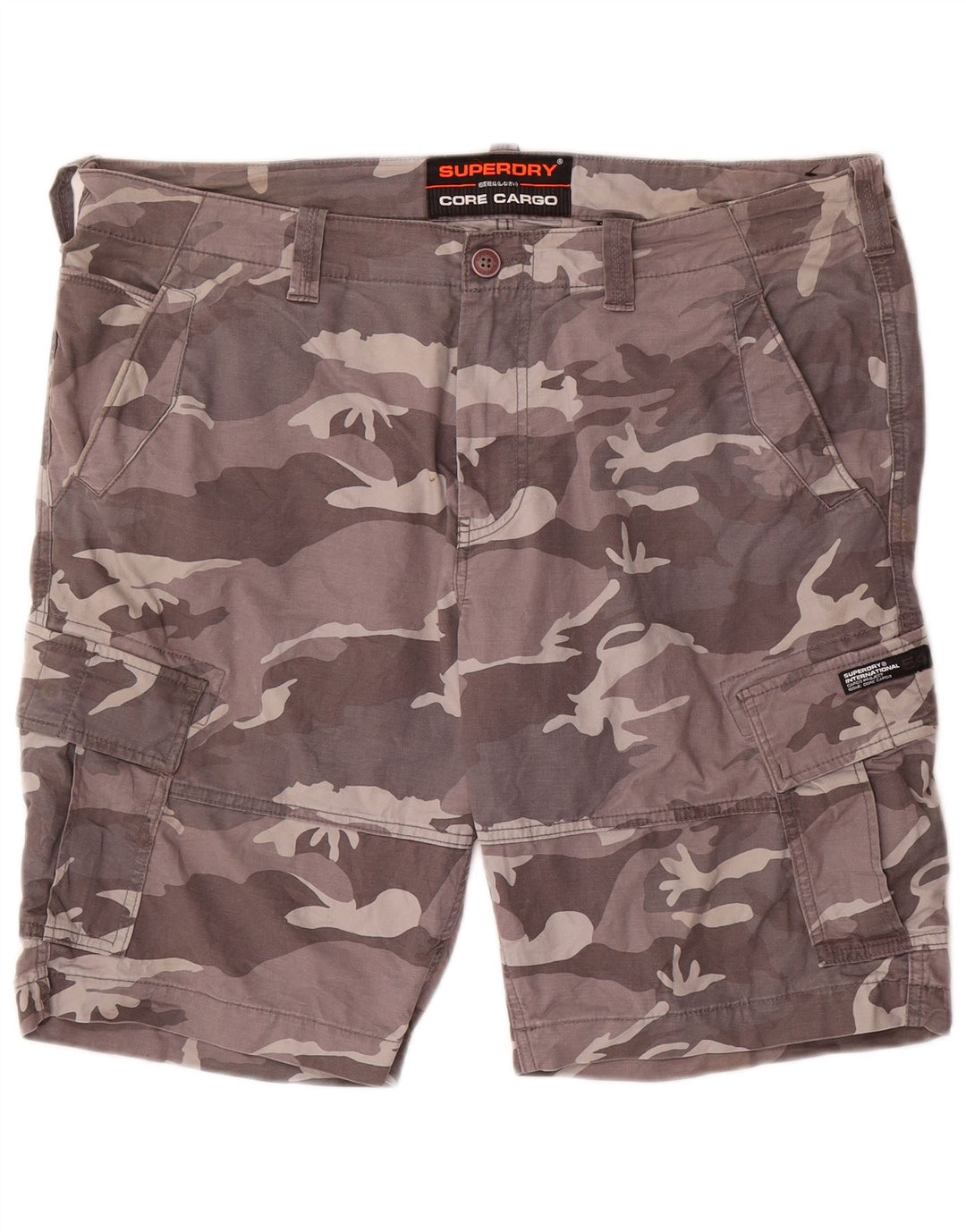 Superdry Herre Cargo Shorts W38 XL Grå Camouflage Bomuld