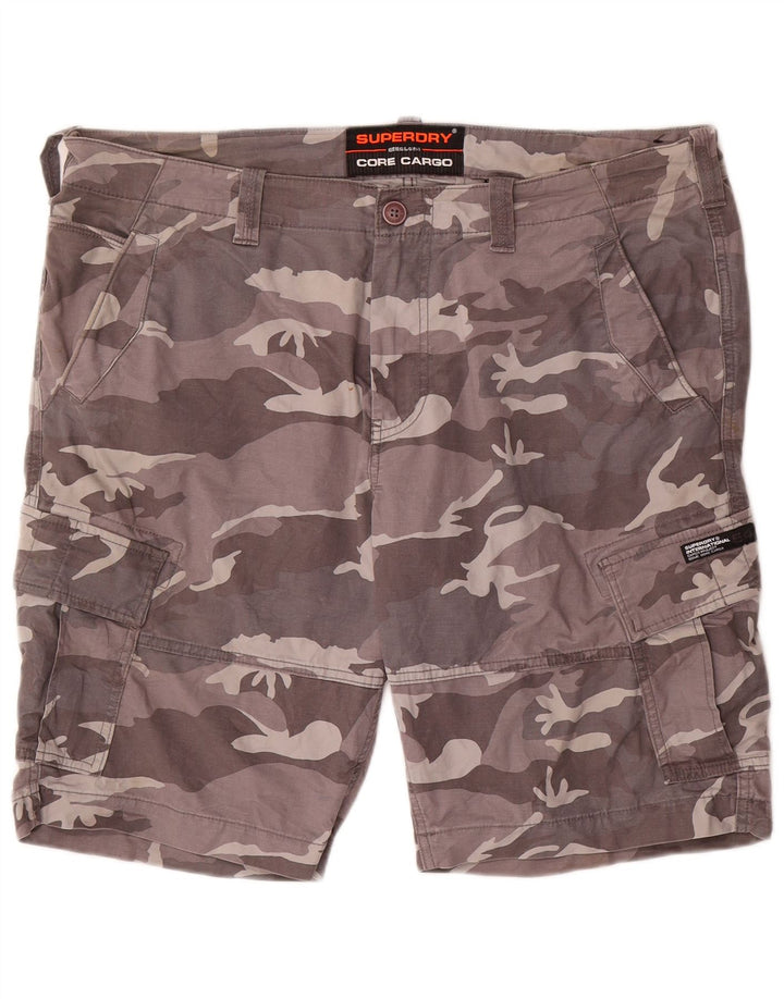 Superdry Herre Cargo Shorts W38 XL Grå Camouflage Bomuld