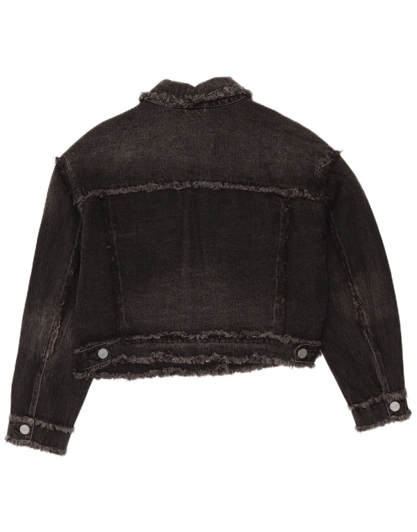 All Saints Womens Crop Oversized denimjakke UK 10 Small Black Bomuld