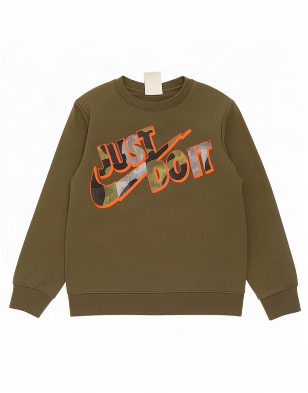 Nike Boys Grafisk Sweatshirt Jumper 5-6 år Medium Khaki Bomuld