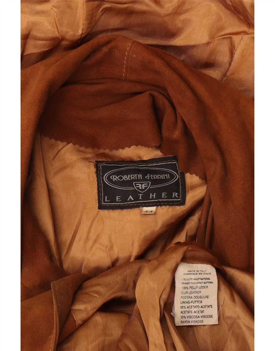 Roberta Ferrini Dame Hætte Ruskind Overfrakke IT 44 Medium Brun Læder