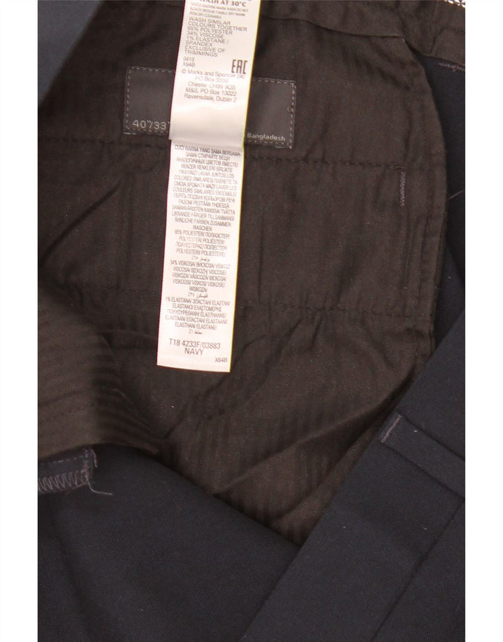 Marks & Spencer Herre Slim Chino Bukser W40 L33 Marineblå Polyester