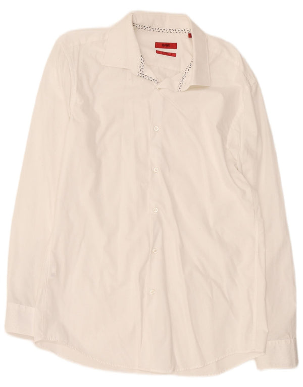 Hugo Boss Herre Slim Fit Skjorte Størrelse 42 16 1/2 Large White Bomuld