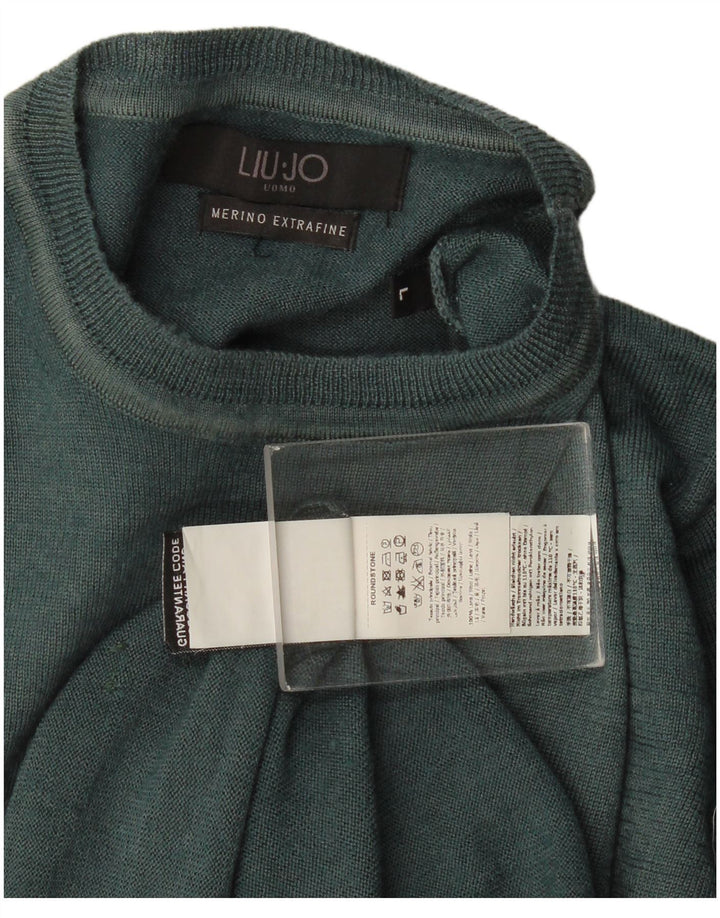 Liu Jo Herre Jumper Sweater med rund hals Stor grøn Merinould