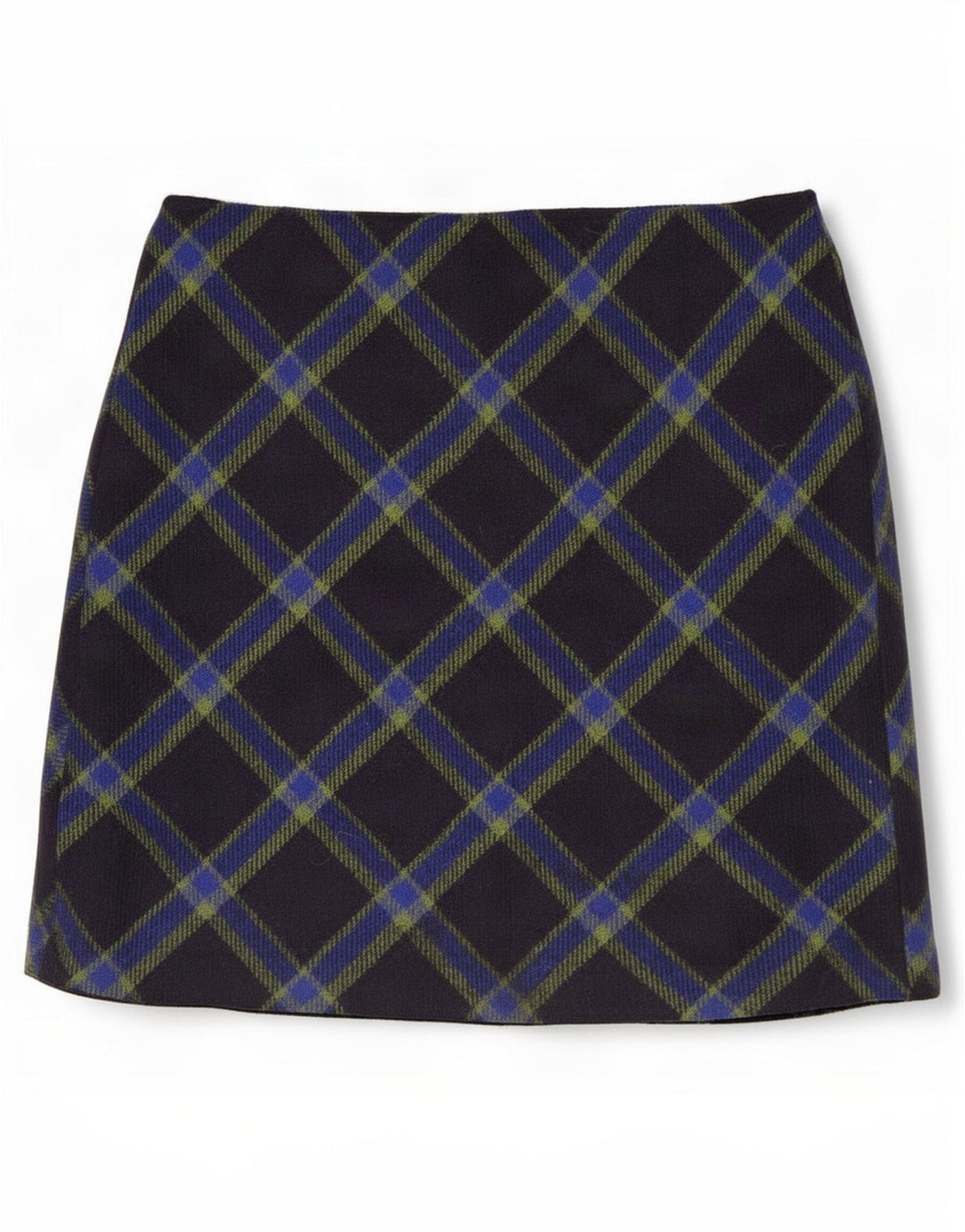 Hobbs Dame Mini Nederdel UK 14 Large W32 Navy Blue Check Wool