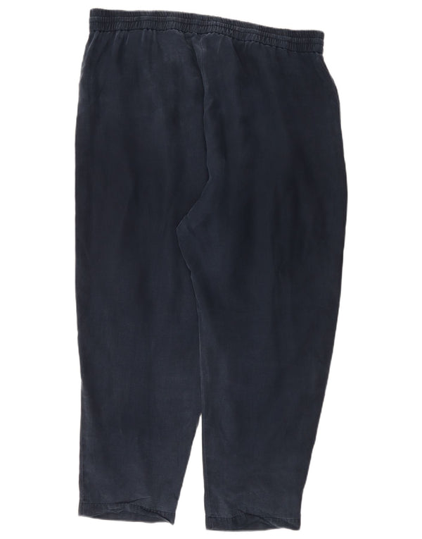 Marks & Spencer Womens High Waist Chino Trousers UK 18 XL W38 L26 Navy Blue
