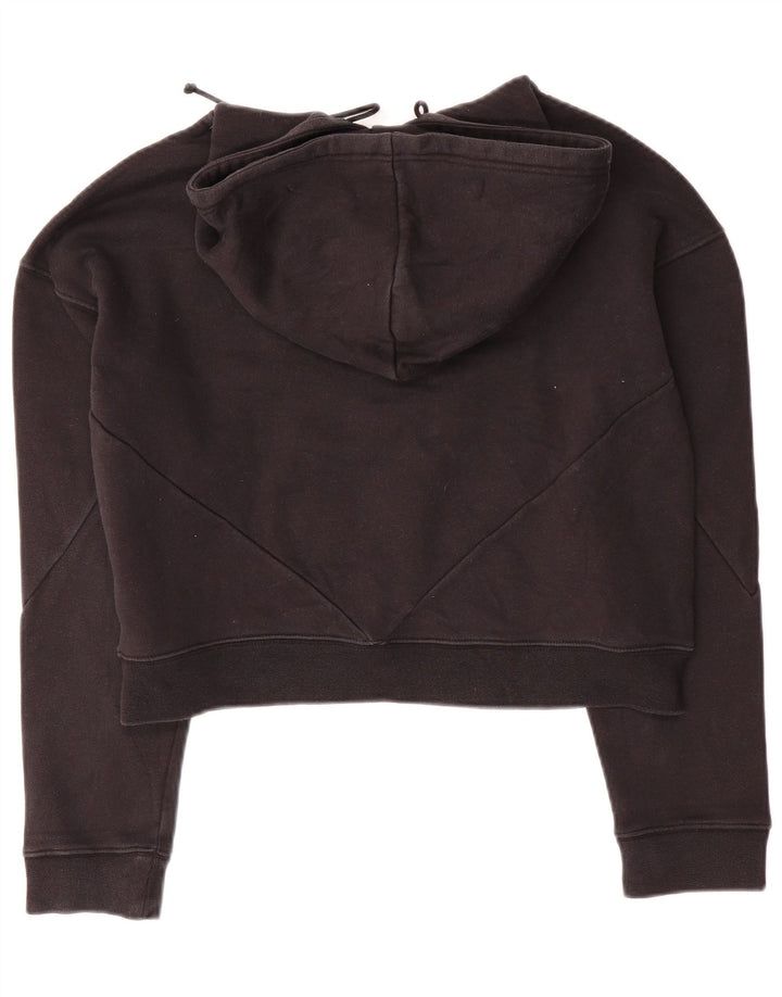 ADIDAS Oversized grafisk hættetrøjetrøje til kvinder UK 10 Lille sort bomuld