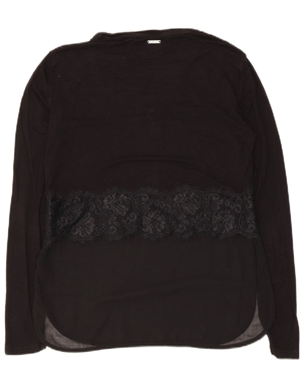 Guess Dame Top Langærmet UK 6 XS Sort Floral Viscose