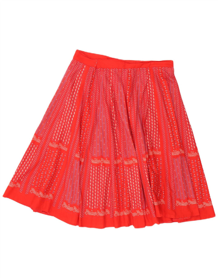 C&A Womens plisseret A-line nederdel W34 Stor rød bomuld