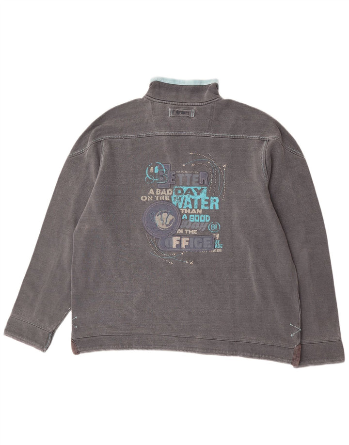 Fat Face Herre Zip Neck Sweatshirt Jumper Stor Grå Bomuld