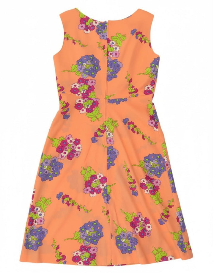 C & A Dame Ærmeløs A-Line Kjole EU 42 Large Orange Floral Polyester