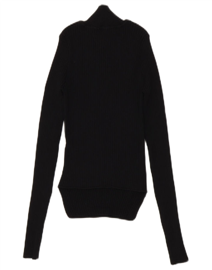 ZARA Womens Crop Turtle Neck Jumper Sweater UK 8 Small Black Viscose