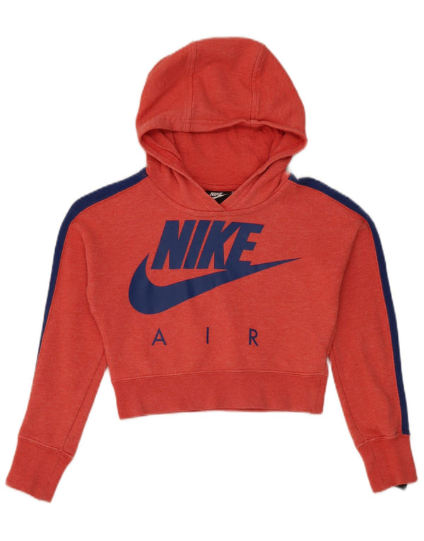 Nike Girls Crop Graphic Hoodie Jumper 8-9 år Lille rød bomuld