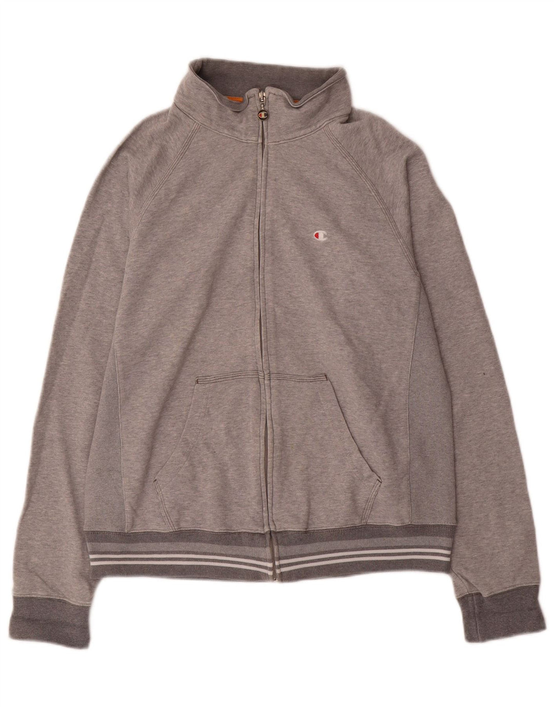 CHAMPION Womens Tracksuit Top Jacket UK 14 Medium Grey Flecked Cotton