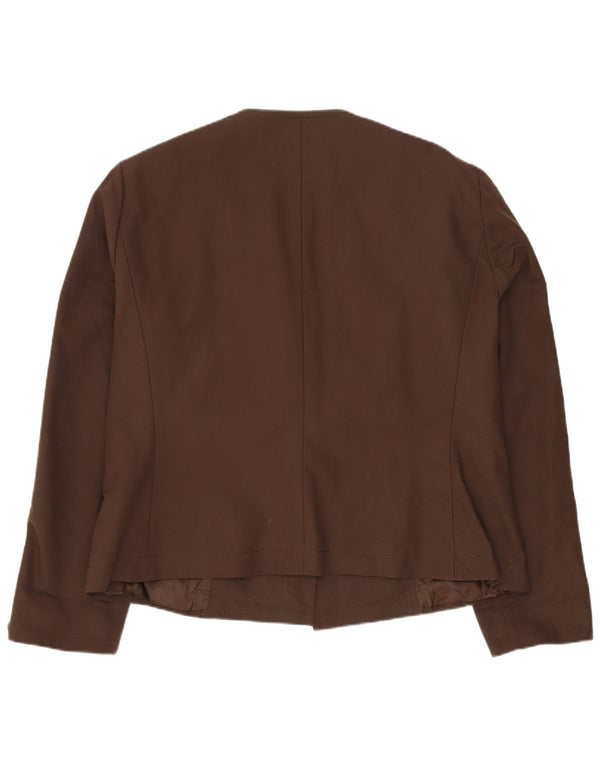 BARBARA B Womens Open Blazer Jacket UK 18 XL Brun Bomuld