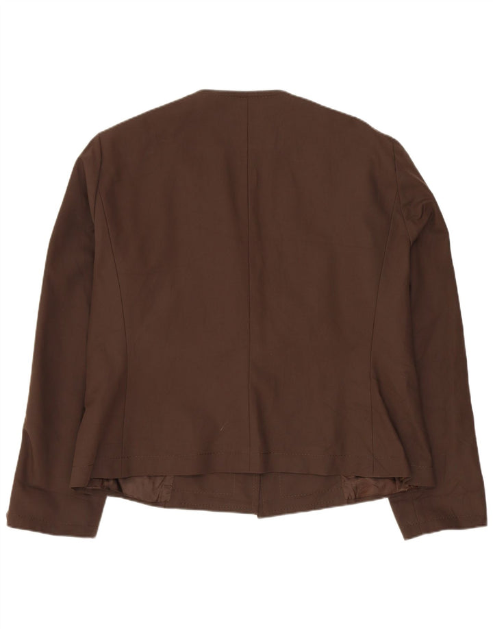 BARBARA B Womens Open Blazer Jacket UK 18 XL Brun Bomuld