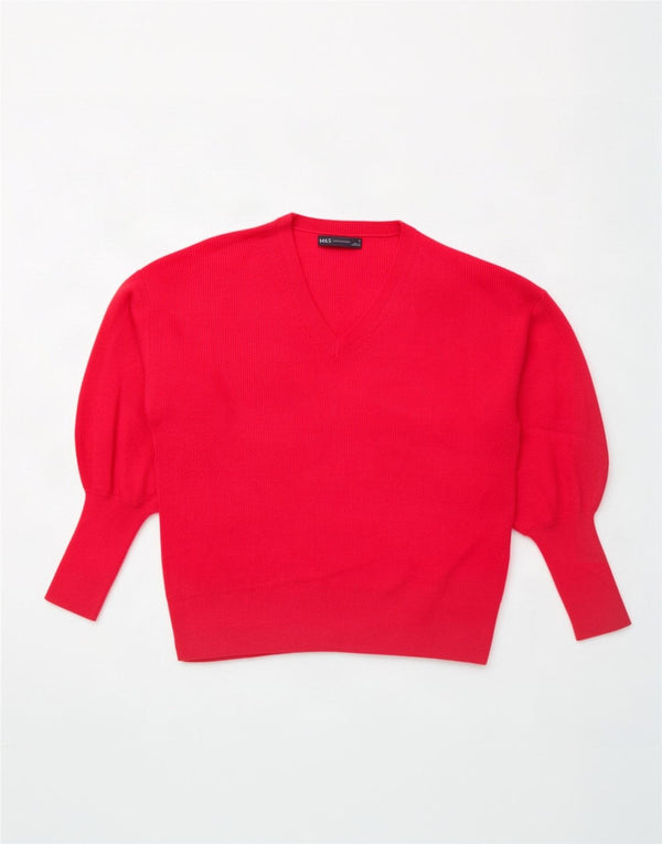 Marks & Spencer Dame Oversized V-hals sweater UK 10 Small Pink