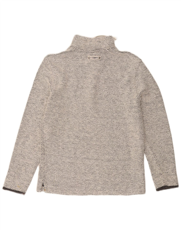 Weird Fish Herre Zip Neck Sweatshirt Jumper Lille grå Flecked Bomuld