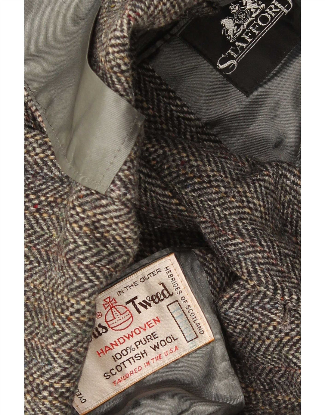 Harris Tweed Herre 2-knaps blazerjakke UK 40 Stor grå sildebensuld