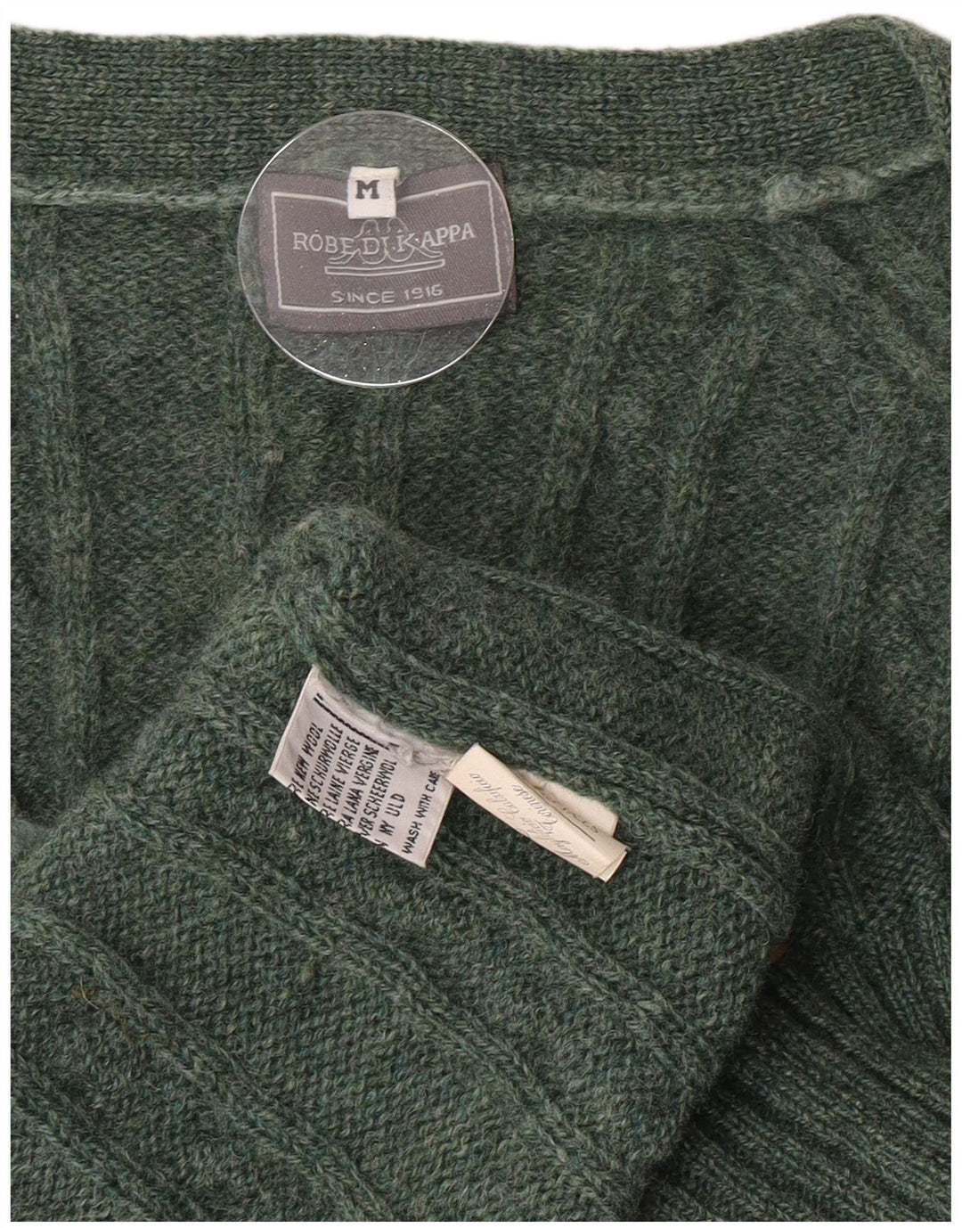 Kappa Mens Cardigan Sweater Medium Green New Wool