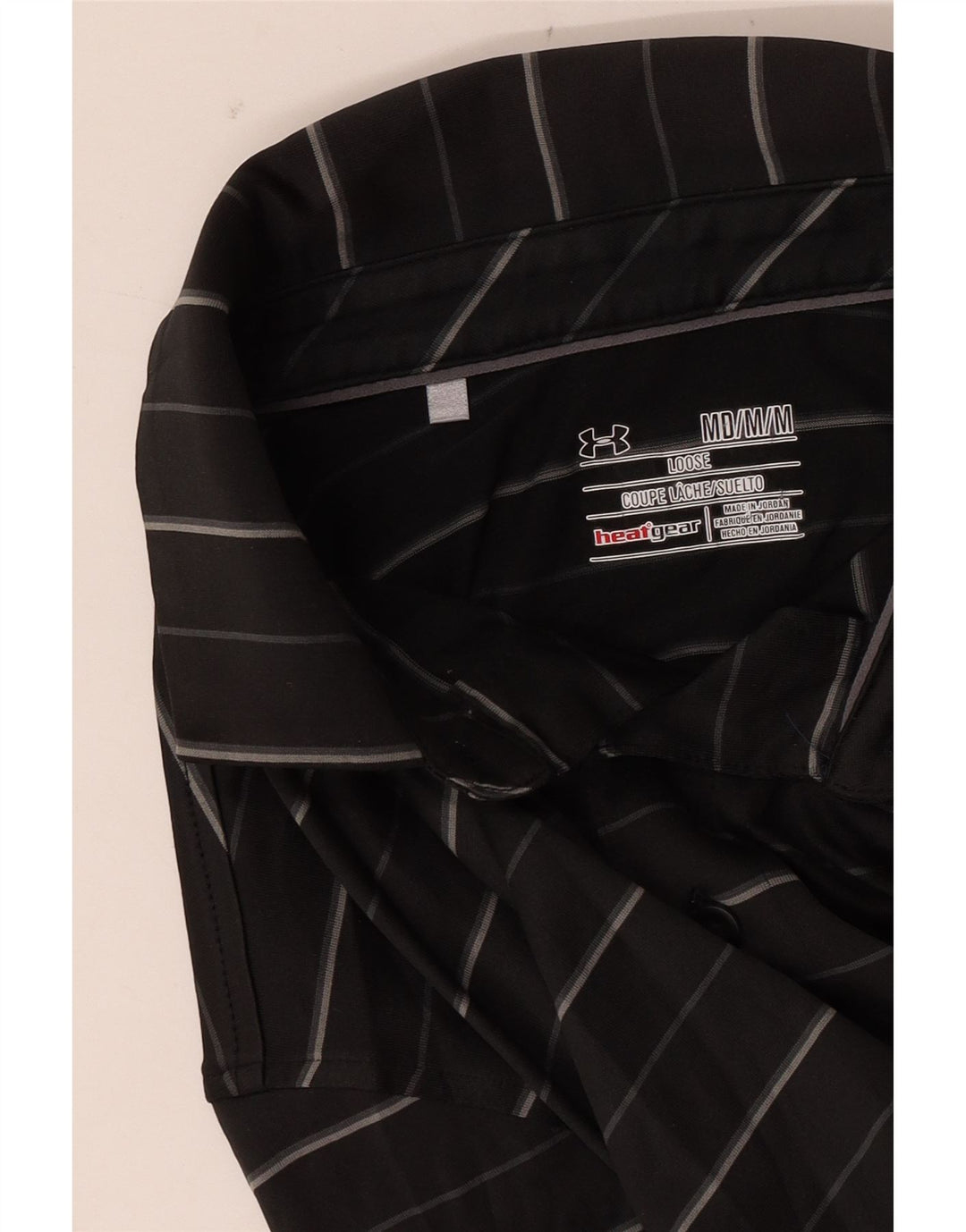 Under Armour Herre Heat Gear Polo Shirt Medium Sort Stribet