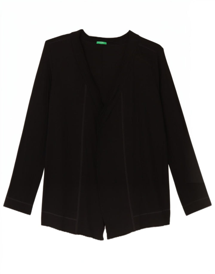 Benetton Dame Asymmetrisk Cardigan Sweater UK 12 Medium Sort