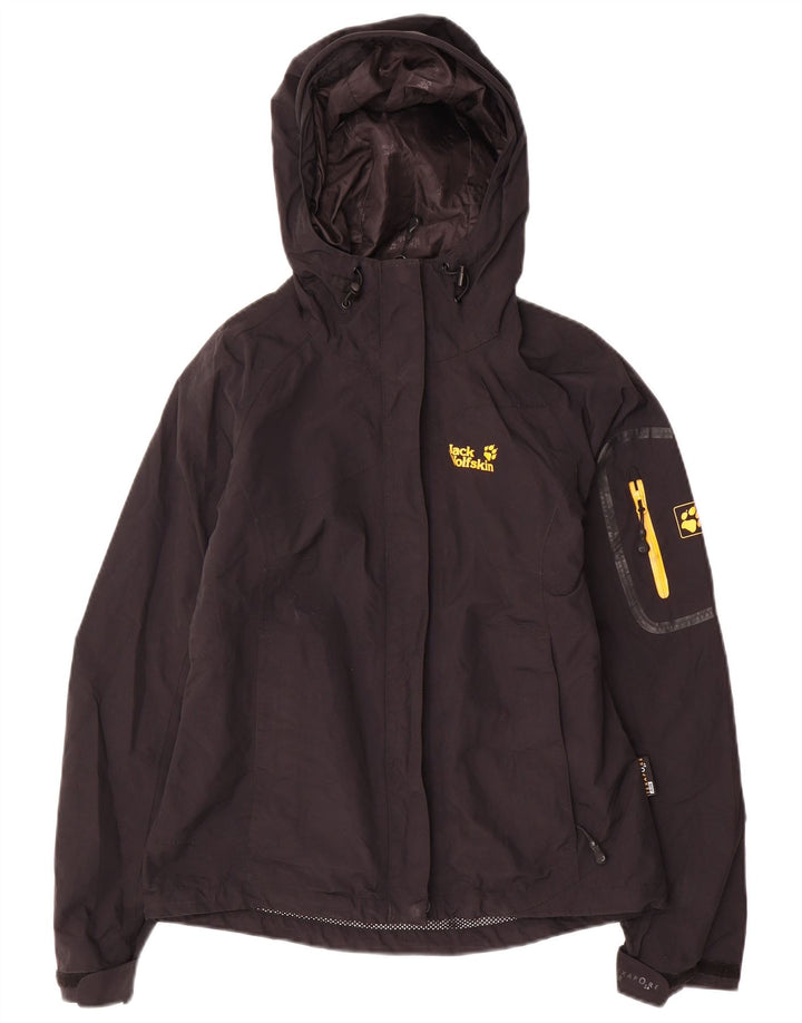 Jack Wolfskin Dame Regnjakke med hætte UK 8 Lille sort polyamid