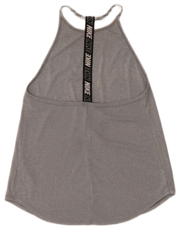 Nike Dame Dri Fit Grafisk Vest Top UK 8 Small Grey Colourblock Polyester