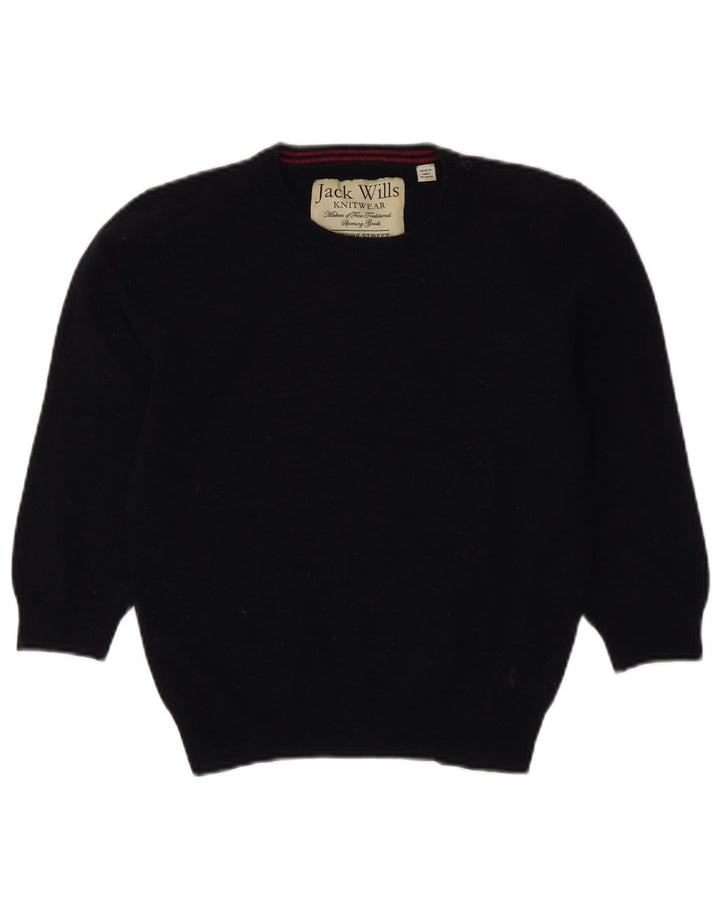 Jack Wills Womens Crop Crew Neck Jumper Sweater UK 12 Medium Navy Blue