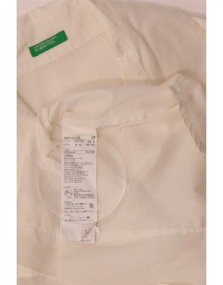 Benetton Womens Flæse Front Shirt UK 14 Medium White Bomuld