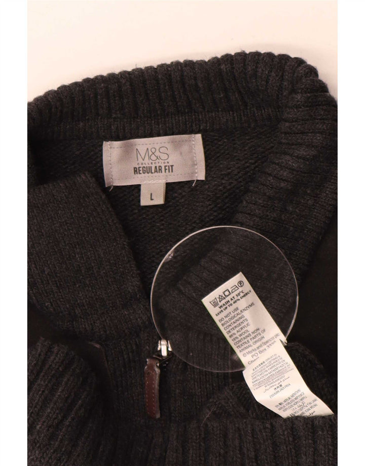 Marks & Spencer Herre Regular Fit Cardigan Sweater Large Grå Akryl