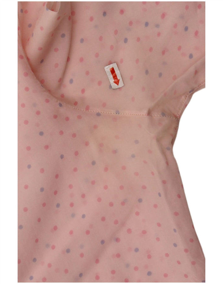 VINTAGE Dame Shirt Bluse IT 46 Large Pink Spotted