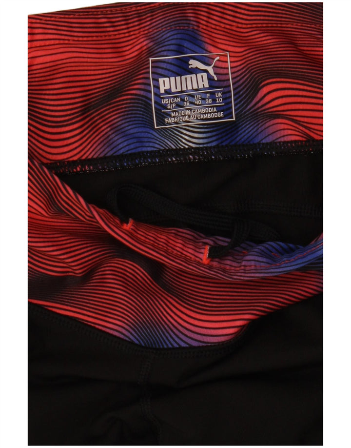 Puma Dame Leggings med abstrakt mønster UK 10 Small Black Colourblock