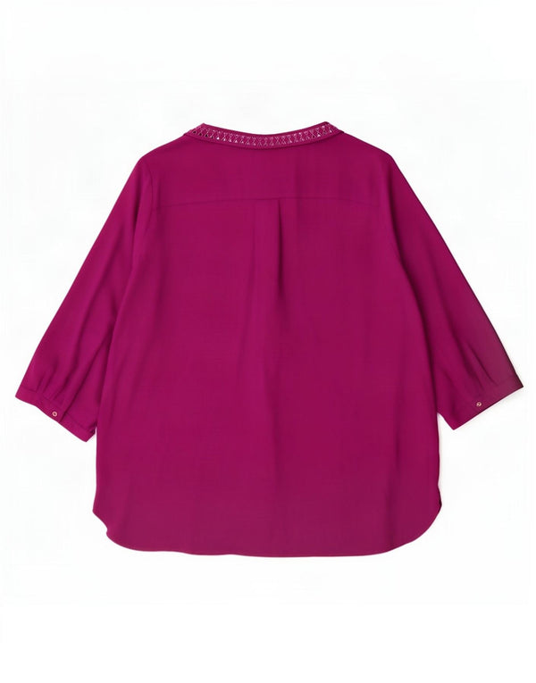 Marks & Spencer damebluse med 3/4 ærmer UK 24 4XL Lilla polyester