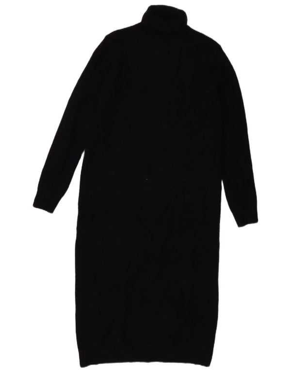 Zara Dame Roll Neck Langærmet Jumper Kjole UK 14 Medium Sort Akryl