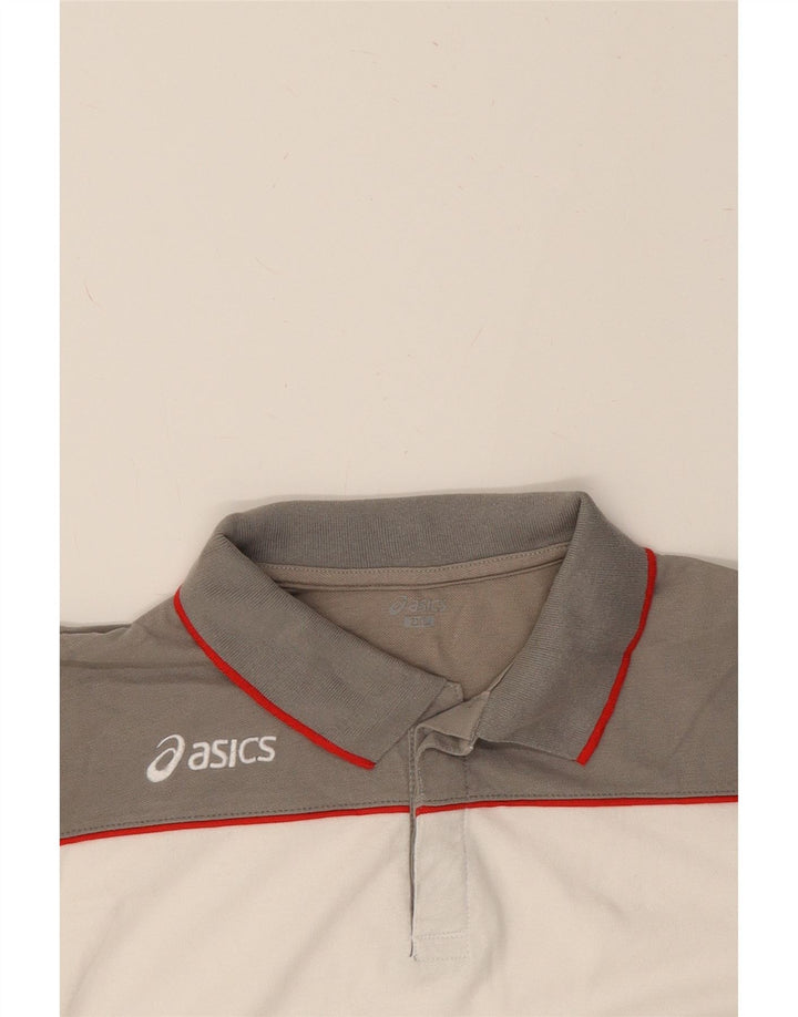 ASICS Mens Polo Shirt 2XL White Colourblock Cotton Vintage Asics and Second-Hand Asics from Messina Hembry 