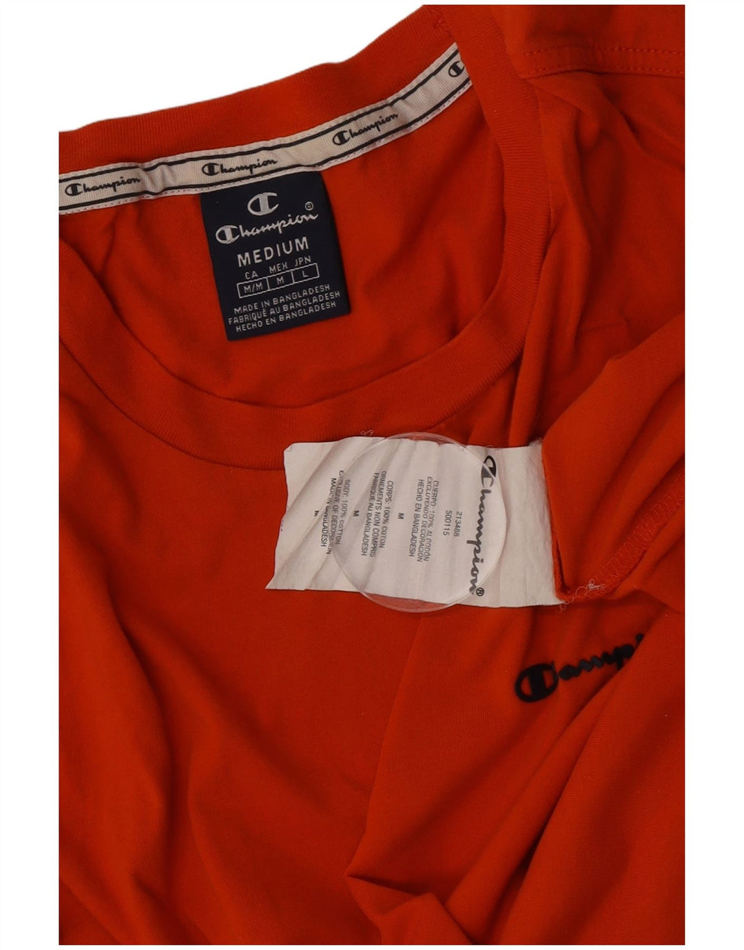 Champion Herre T-Shirt Top Medium Orange Bomuld