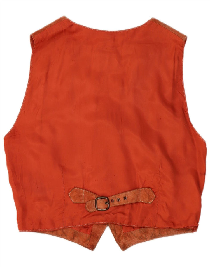 Vintage herre ruskind vest lille brunt læder