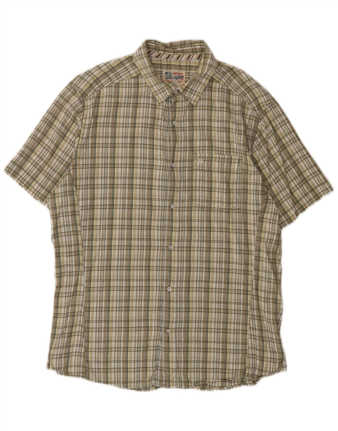 Wrangler kortærmet herreskjorte XL Beige ternet bomuld