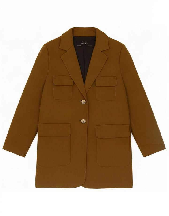 Zara Dame Overfrakke UK 14 Medium Khaki Bomuld