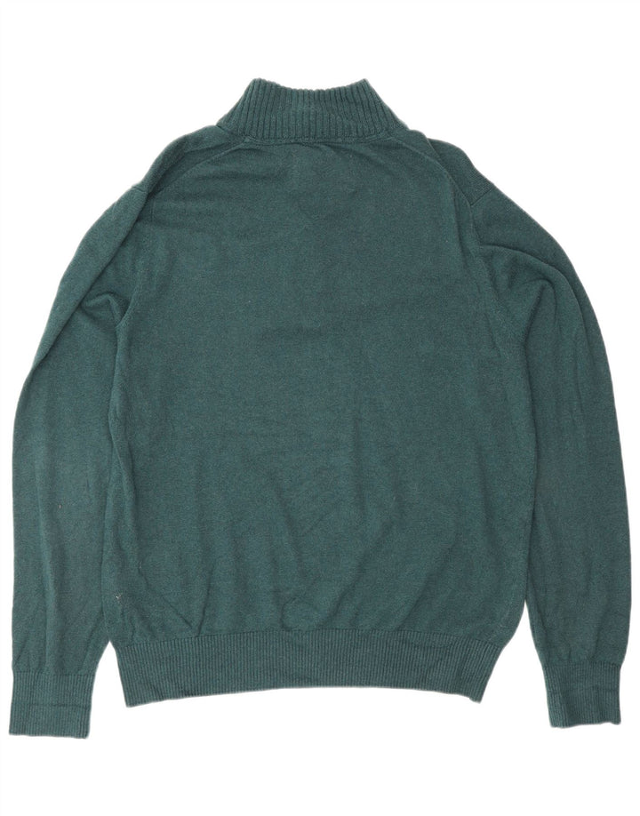 Eddie Bauer Herre Zip Neck Jumper Sweater Medium Green Bomuld