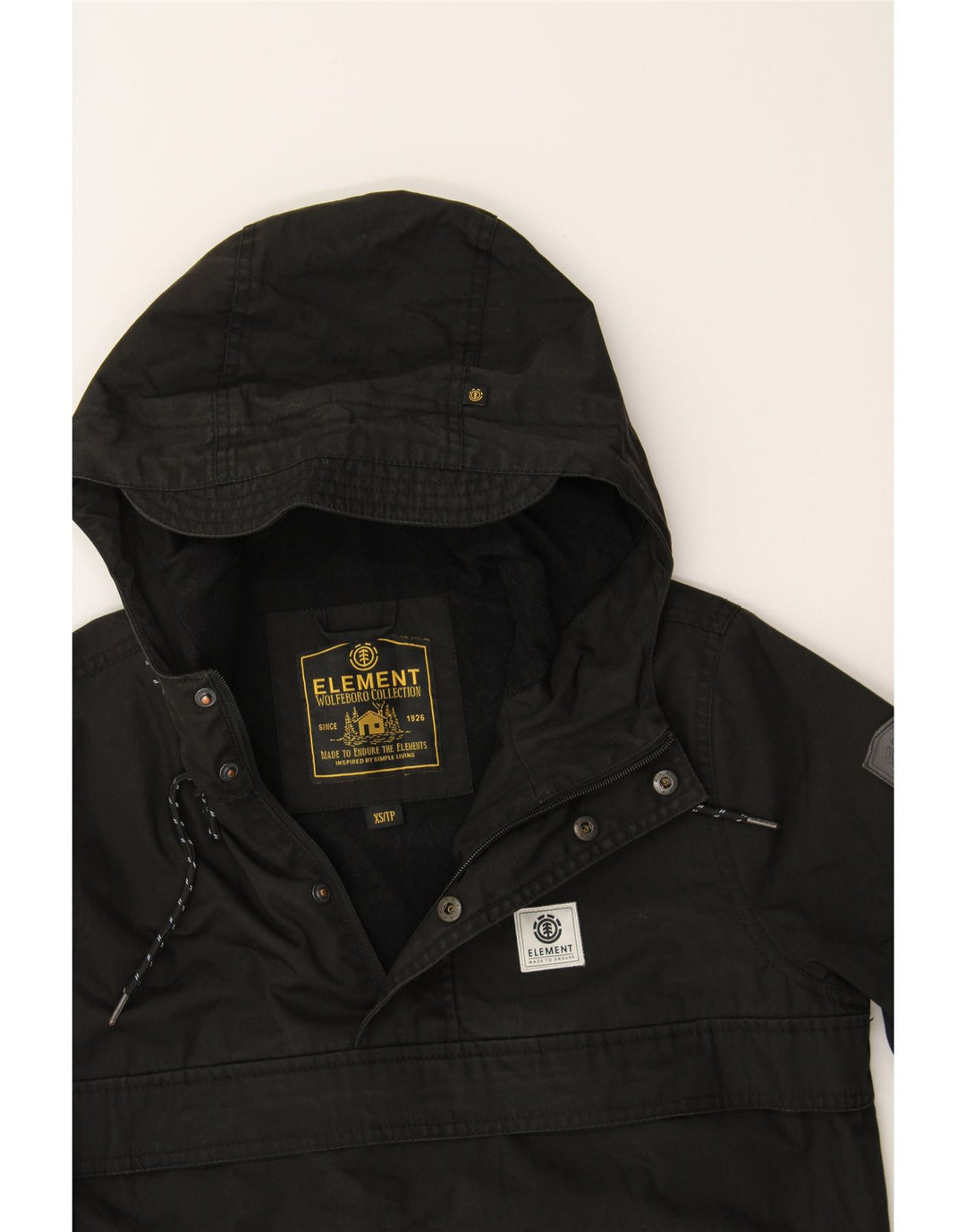 ELEMENT Womens Hooded Anorak Jacket UK 6 XS Black Polyester Vintage Element and Second-Hand Element from Messina Hembry 