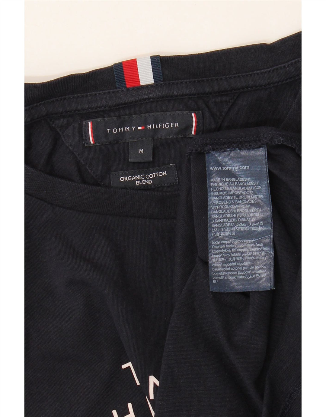 Tommy Hilfiger Herre grafisk T-shirt Top Medium Navyblå Bomuld