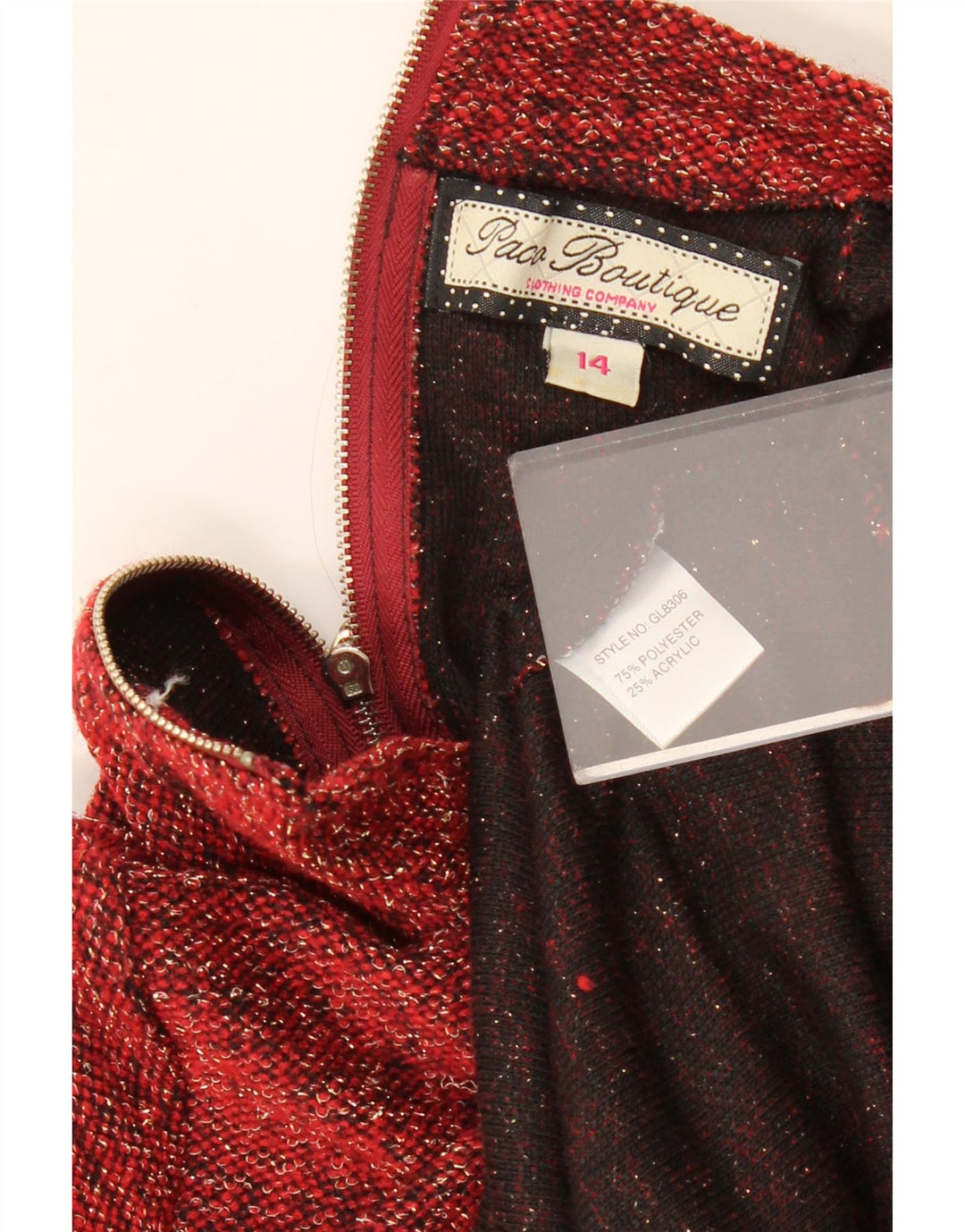 PACO BOUTIQUE Langærmet trøjekjole til kvinder DK 14 Store røde flækkede