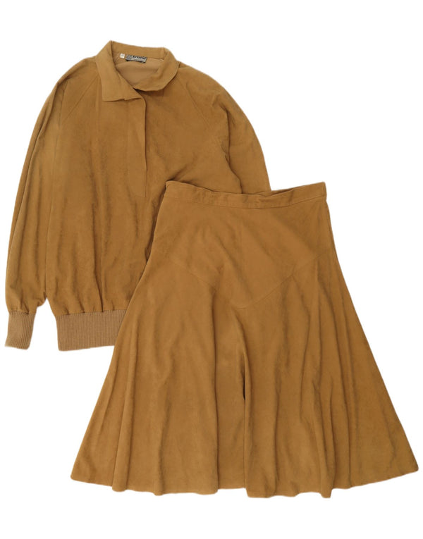 Vintage Dame 2-delt nederdelsæt IT 44 Medium W28 Brun Triacetat
