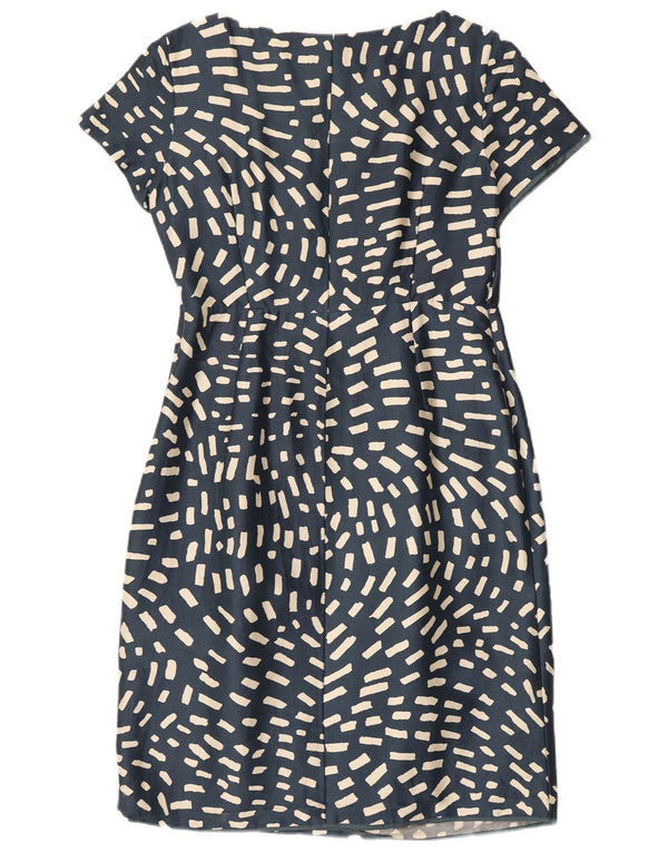 Fenn Wright Manson Dame Skede Kjole UK 14 Medium Blue Geometric Silke